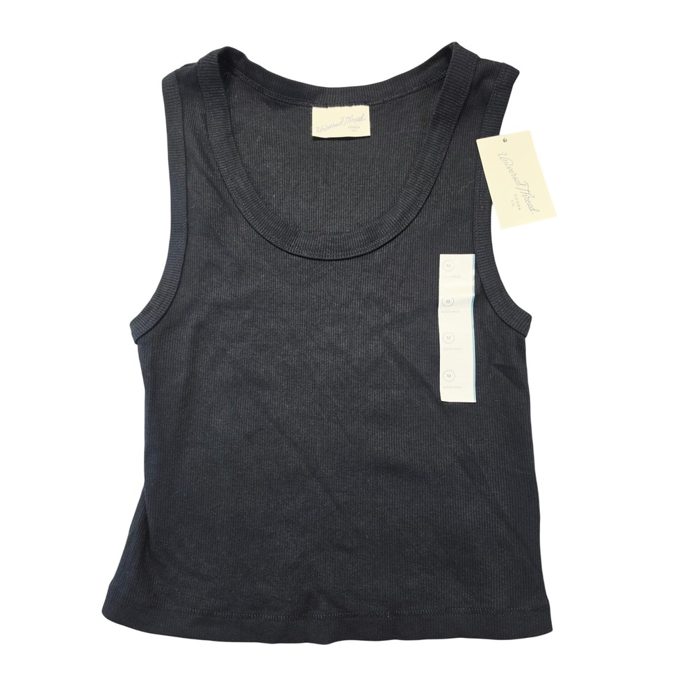 Universal Thread Womens Ribbed Scoop Neck Tank Top Black Size M NWT